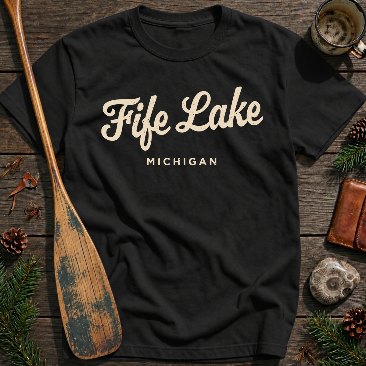 Fife Lake Michigan Vintage Script T‑Shirt