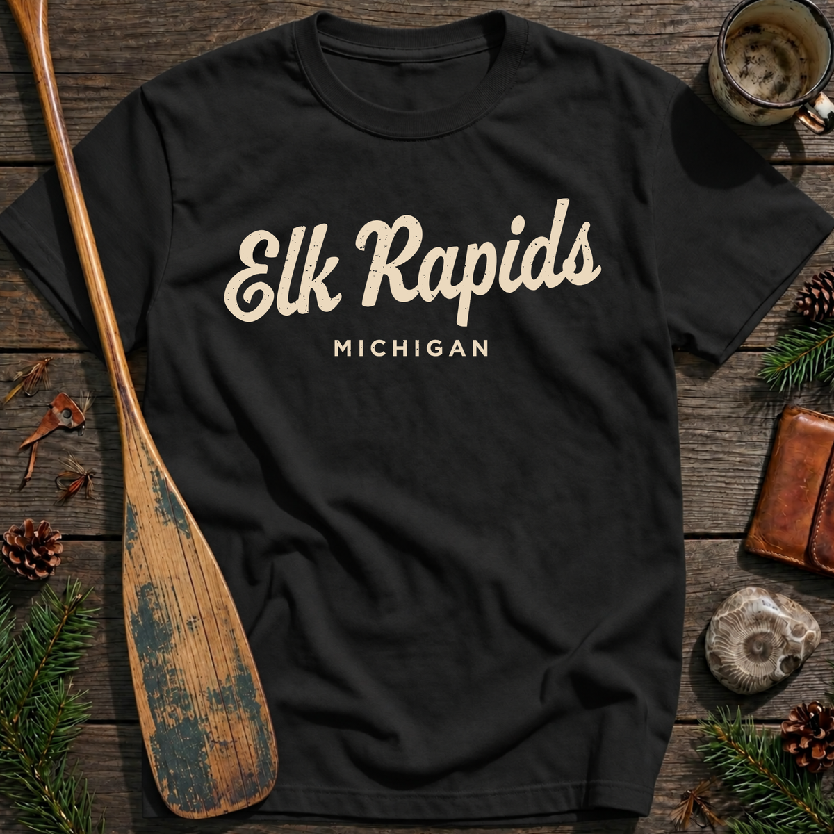 Elk Rapids Michigan Vintage Script T‑Shirt