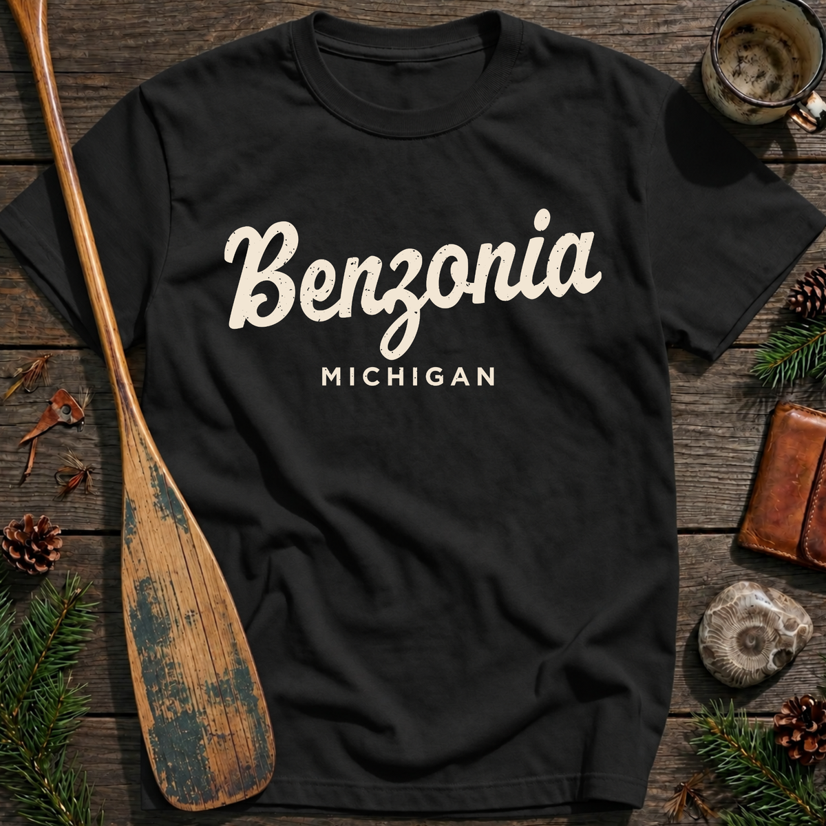 Benzonia Michigan Vintage Script T‑Shirt
