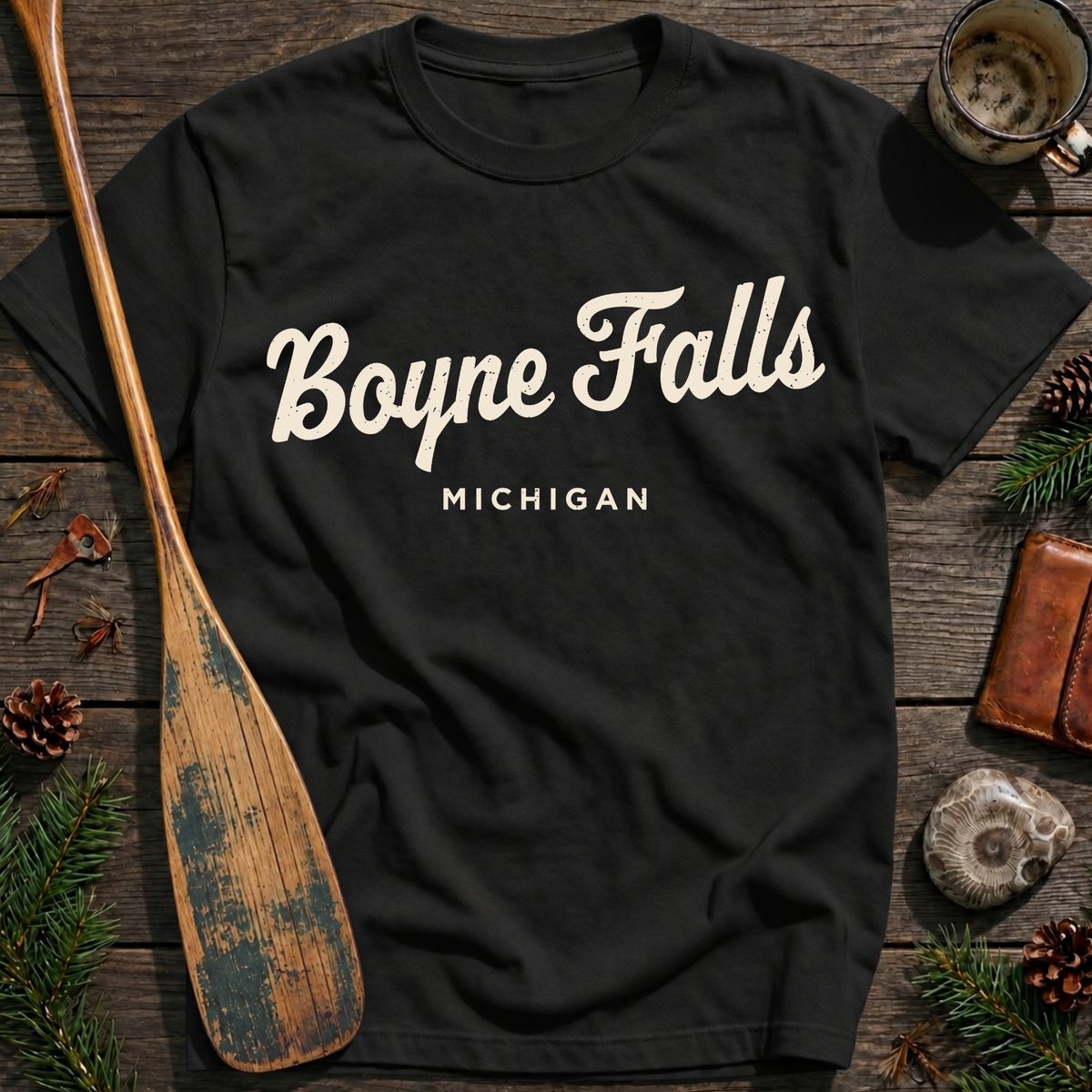 Boyne Falls Michigan Vintage Script T‑Shirt