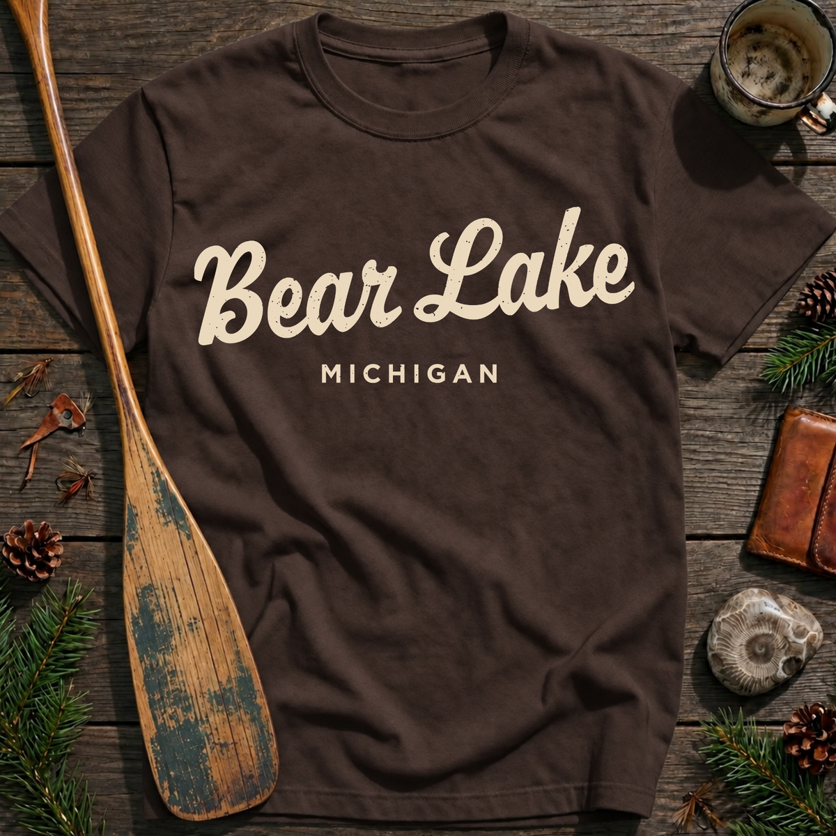 Bear Lake Michigan Vintage Script T‑Shirt