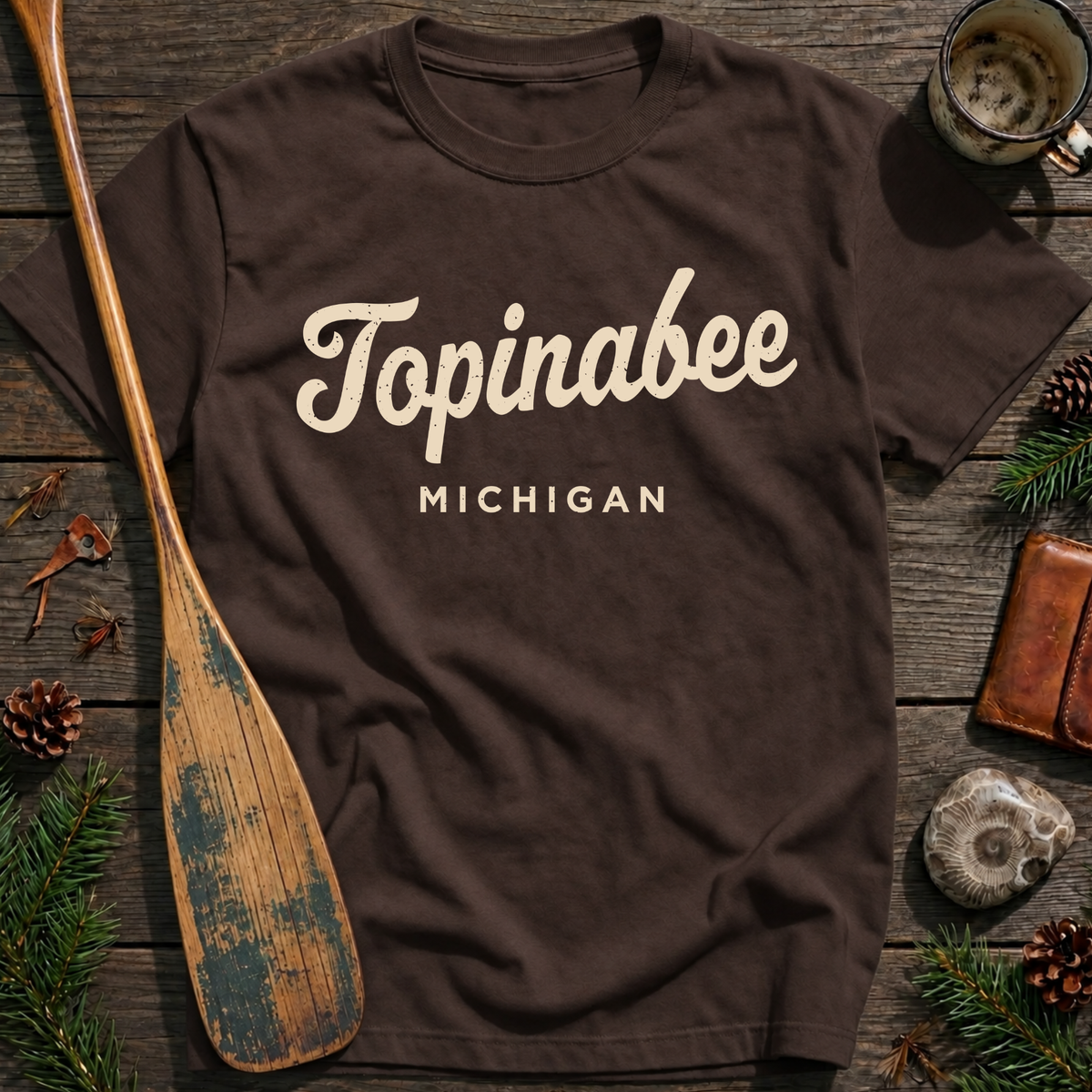 Topinabee Michigan Vintage Script T‑Shirt