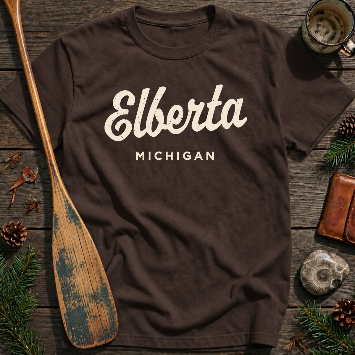 Elberta Michigan Vintage Script T‑Shirt