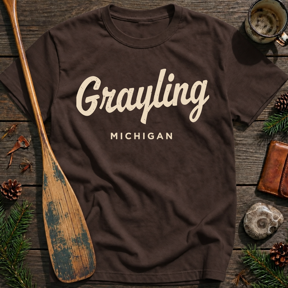 Grayling Michigan Vintage Script T‑Shirt