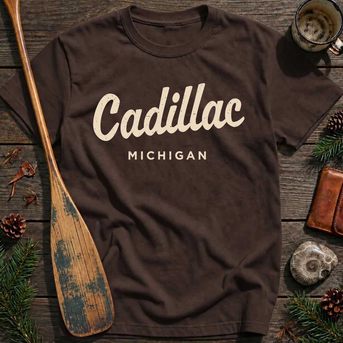 Cadillac Michigan Vintage Script T‑Shirt