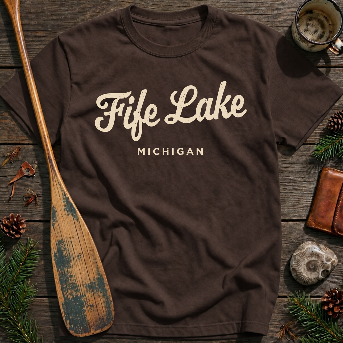 Fife Lake Michigan Vintage Script T‑Shirt