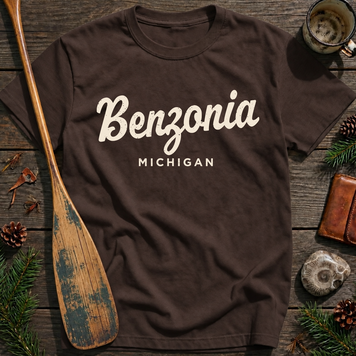Benzonia Michigan Vintage Script T‑Shirt