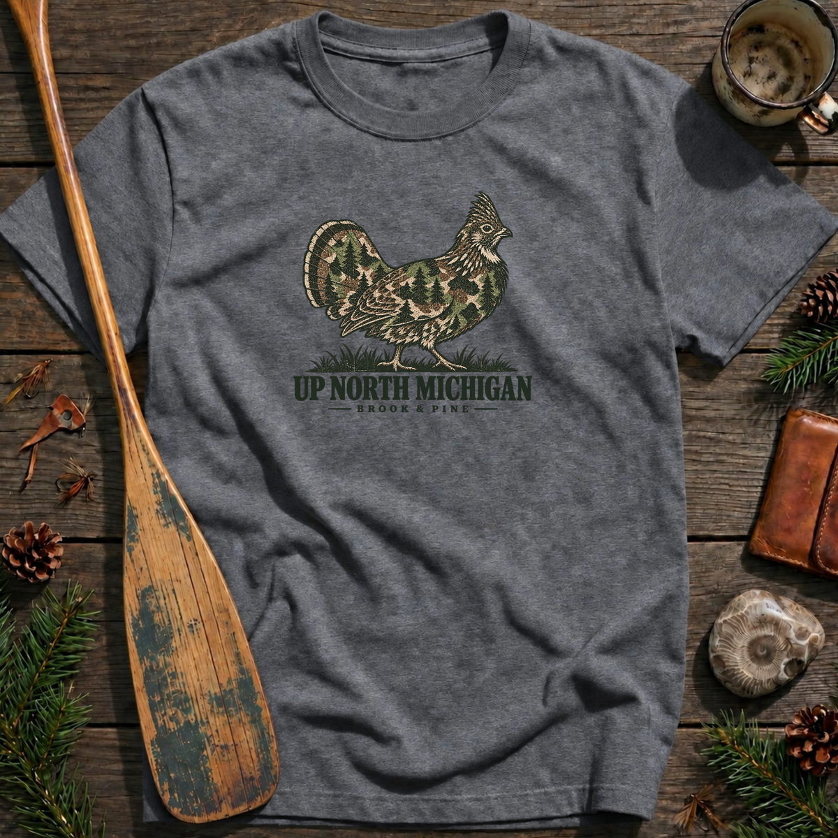 Up North Camo Ruffed Grouse T‑Shirt