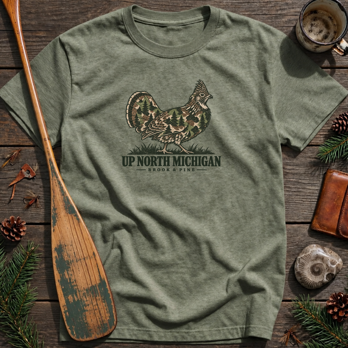 Up North Camo Ruffed Grouse T‑Shirt