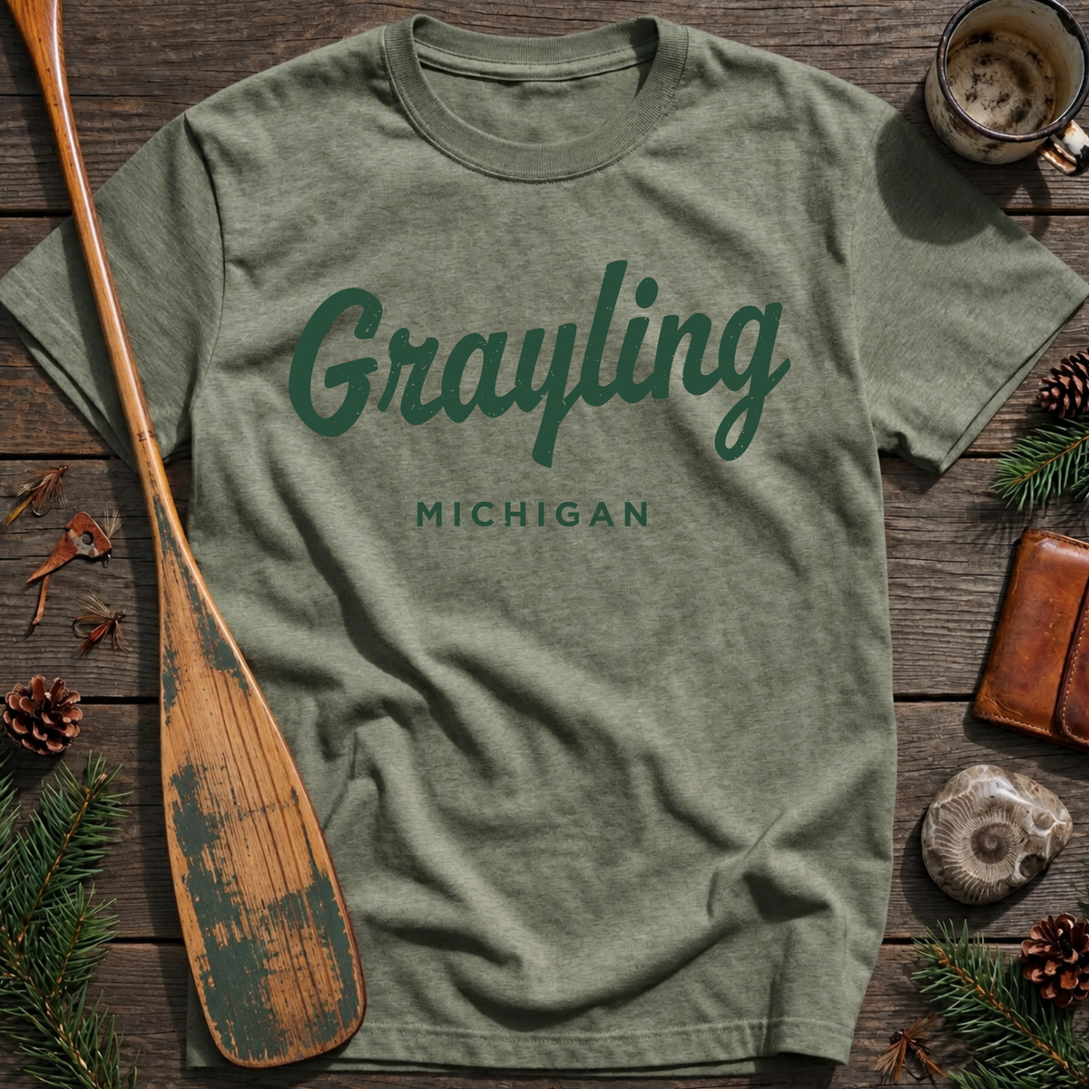 Grayling Michigan Vintage Script T‑Shirt