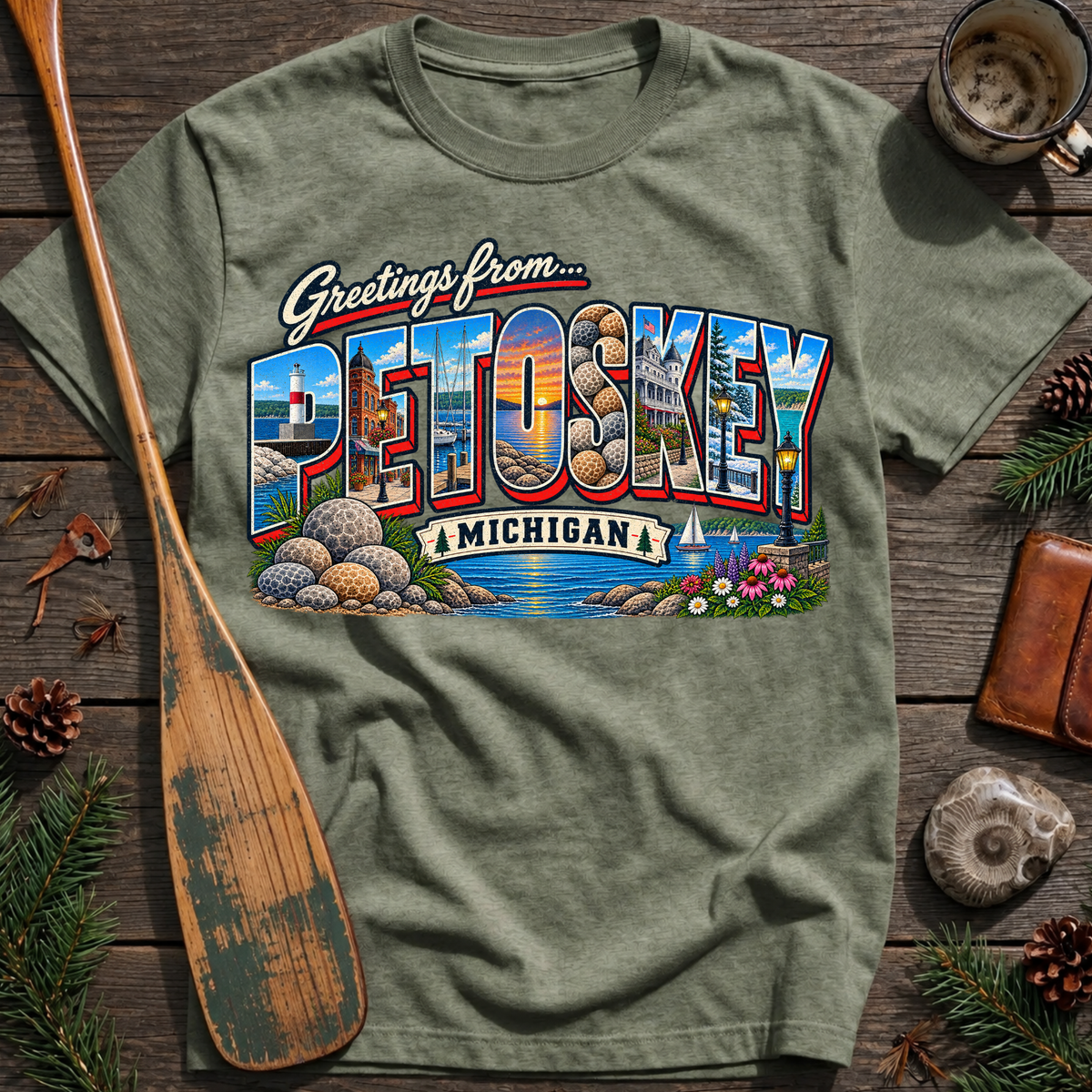 Greetings from Petoskey Michigan T‑Shirt