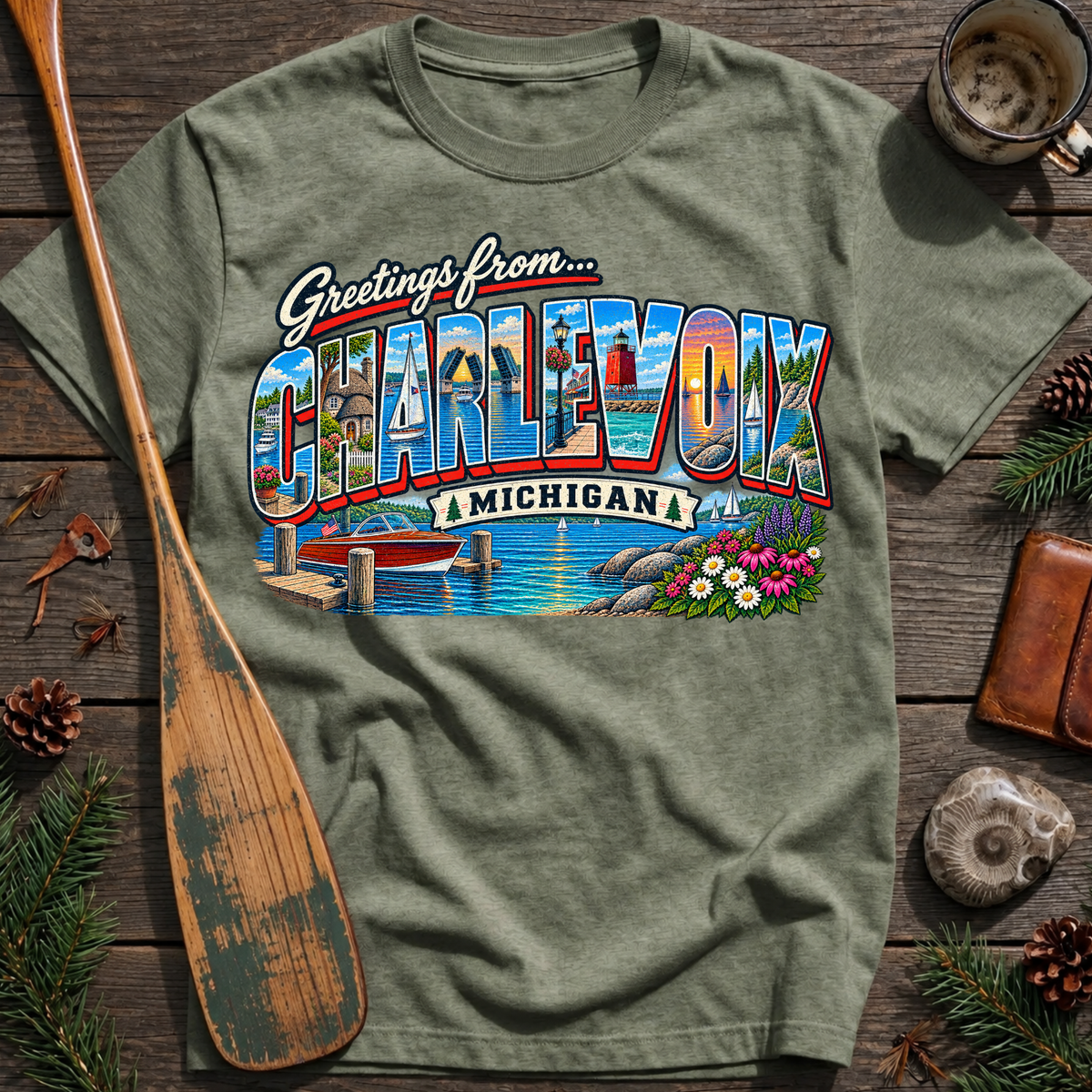 Greetings from Charlevoix Michigan T‑Shirt