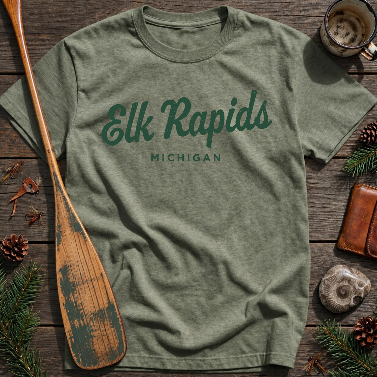Elk Rapids Michigan Vintage Script T‑Shirt