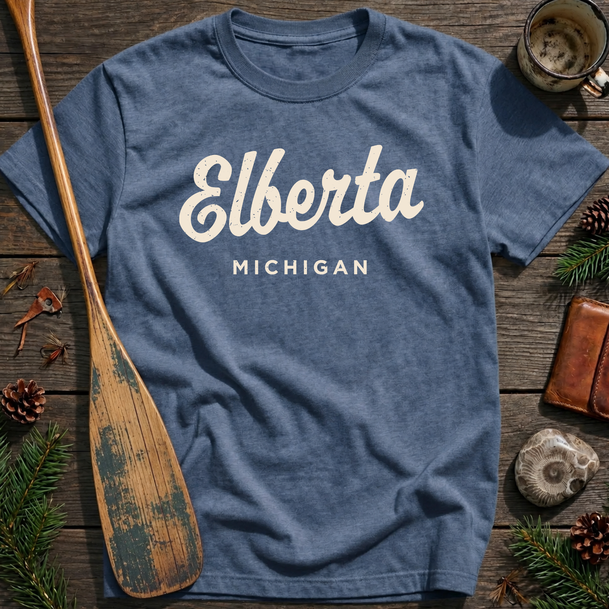 Elberta Michigan Vintage Script T‑Shirt