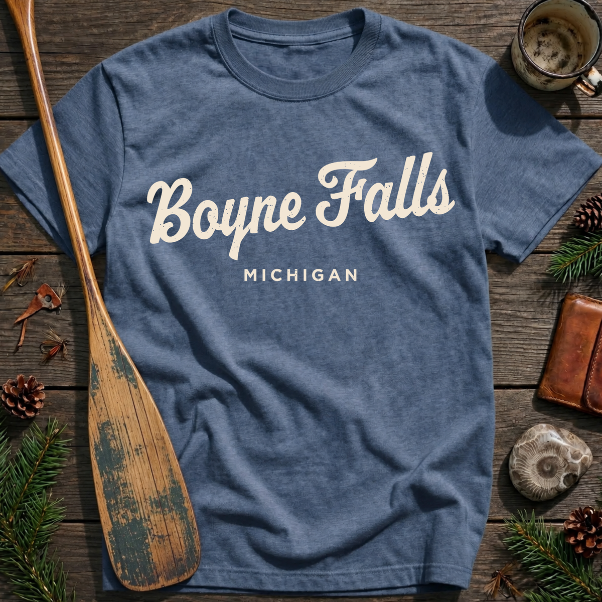Boyne Falls Michigan Vintage Script T‑Shirt