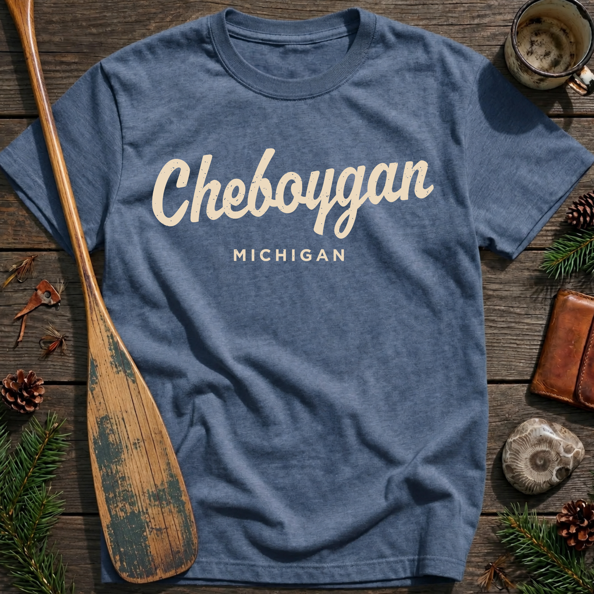 Cheboygan Michigan Vintage Script T‑Shirt