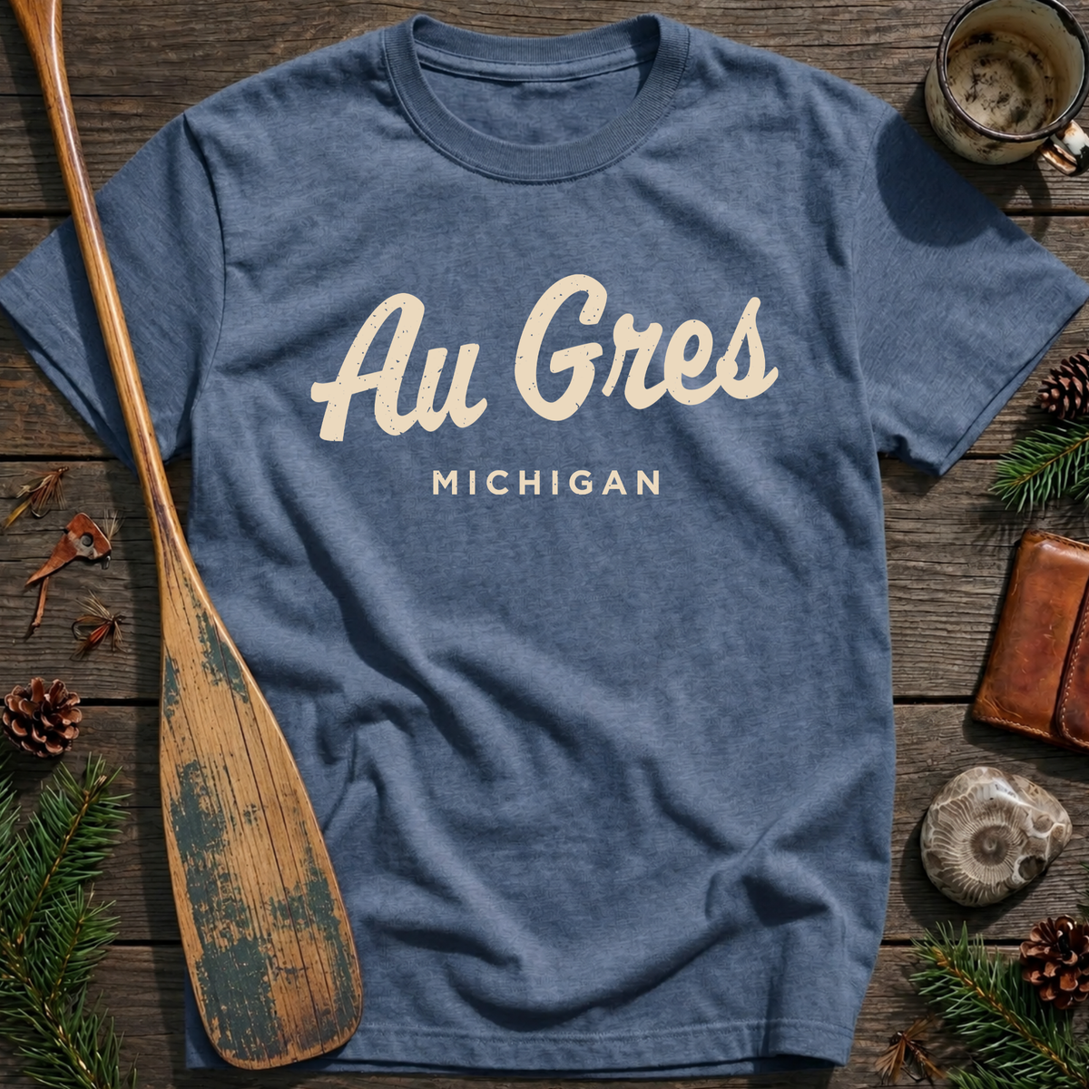 Au Gres Michigan Vintage Script T‑Shirt