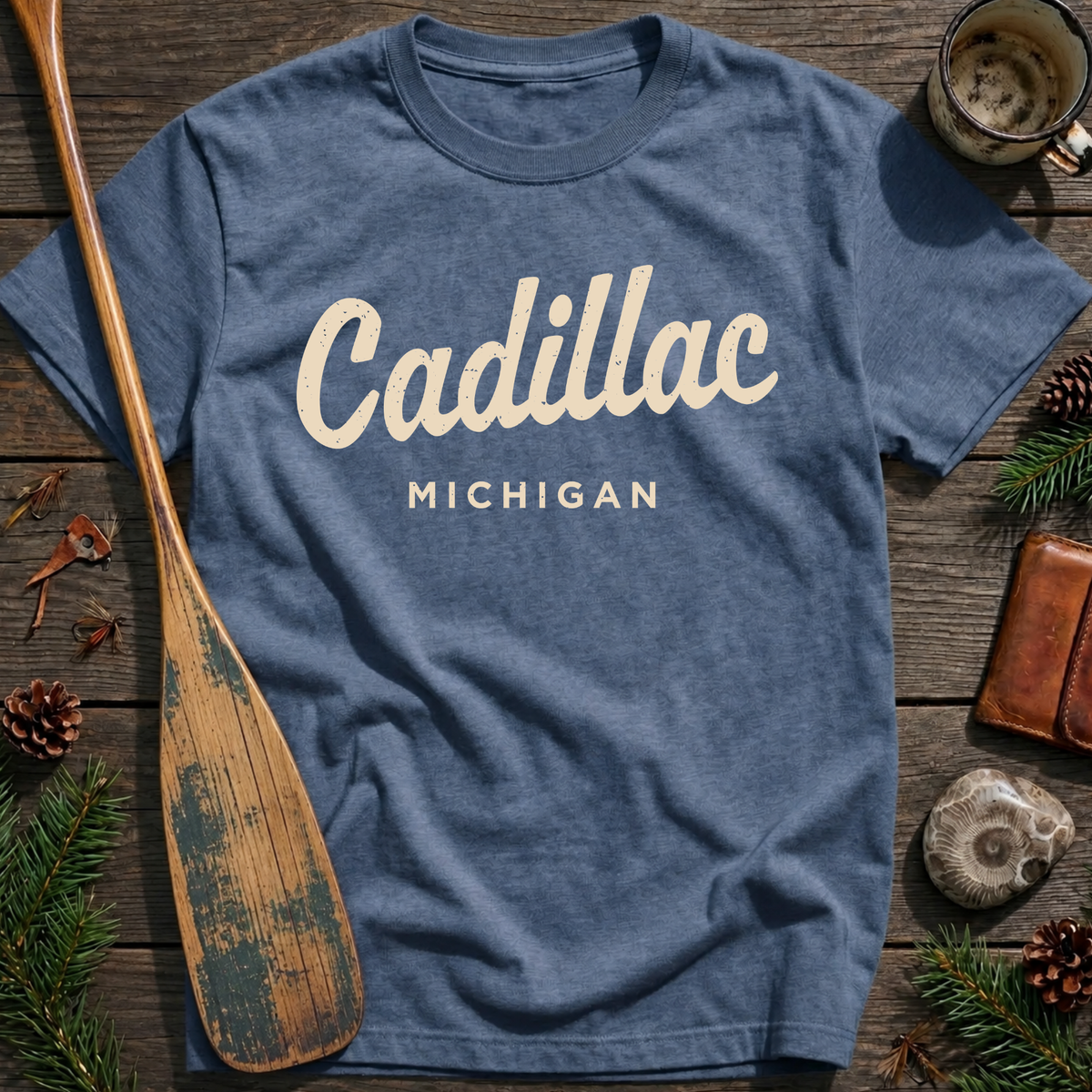 Cadillac Michigan Vintage Script T‑Shirt