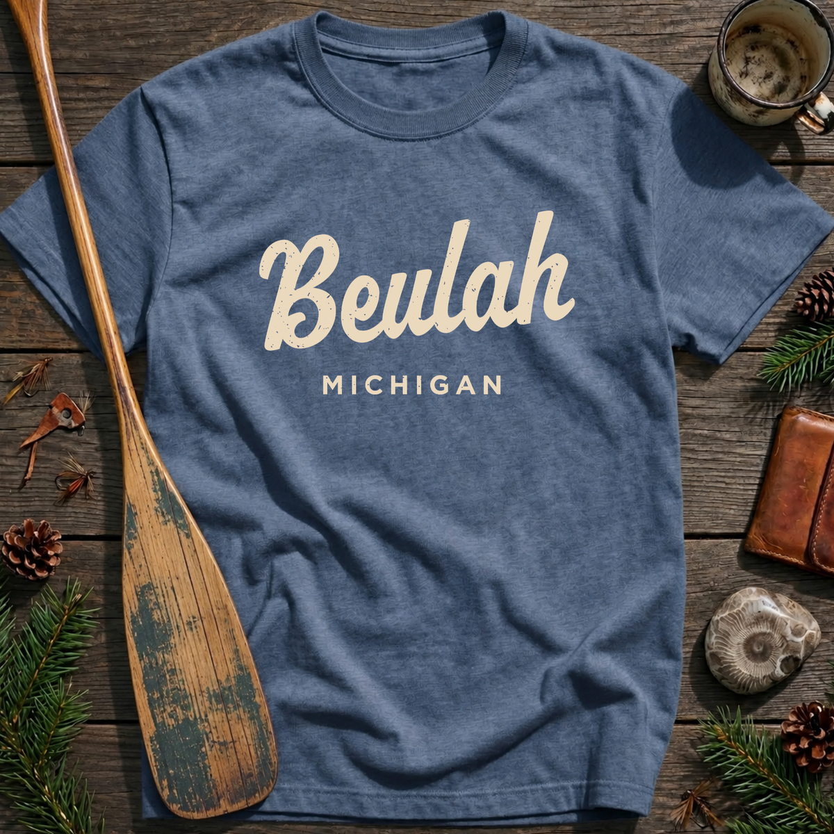 Beulah Michigan Vintage Script T‑Shirt