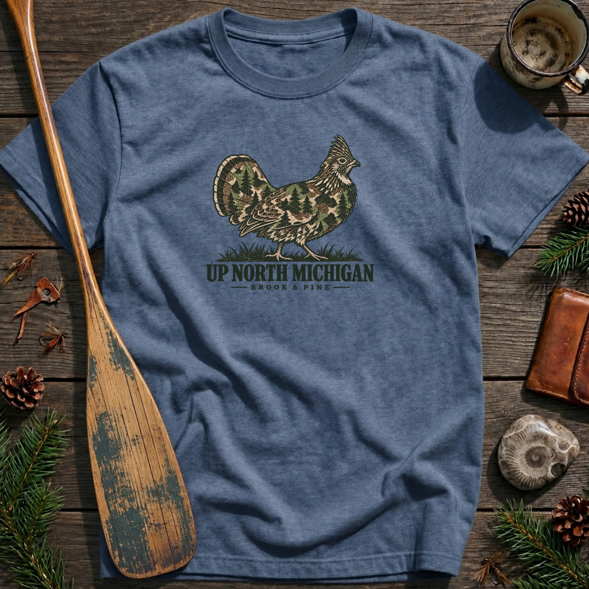 Up North Camo Ruffed Grouse T‑Shirt