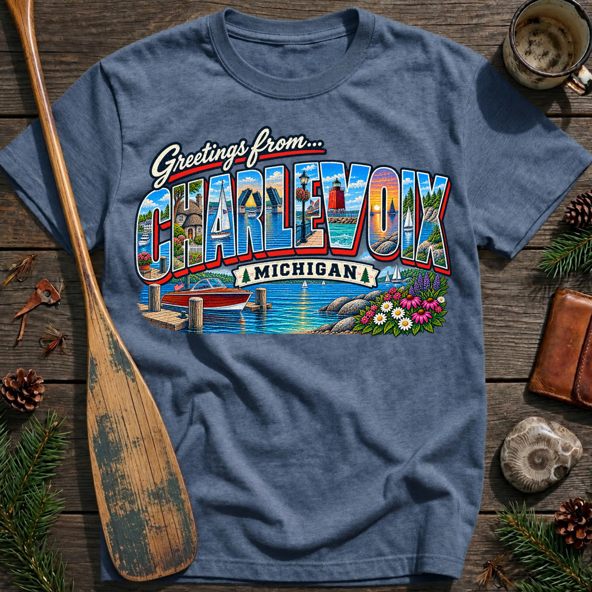 Greetings from Charlevoix Michigan T‑Shirt