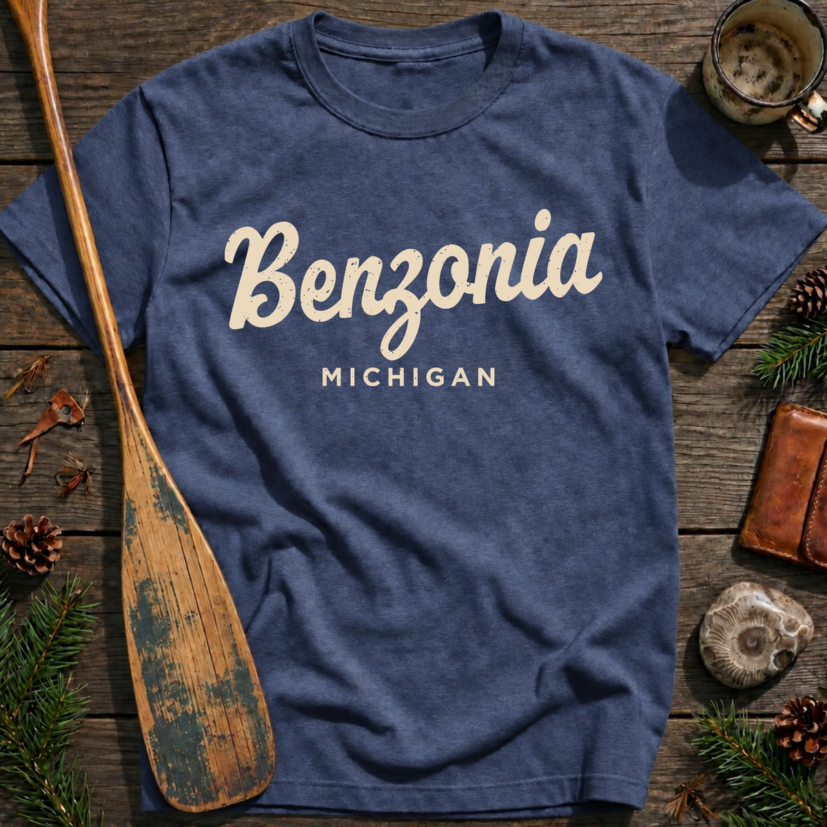 Benzonia Michigan Vintage Script T‑Shirt
