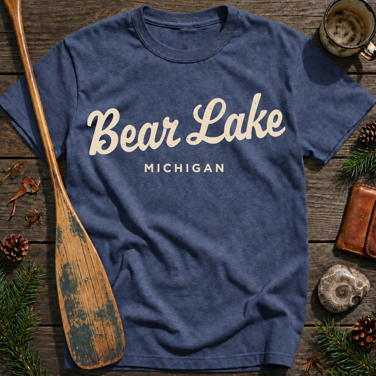 Bear Lake Michigan Vintage Script T‑Shirt