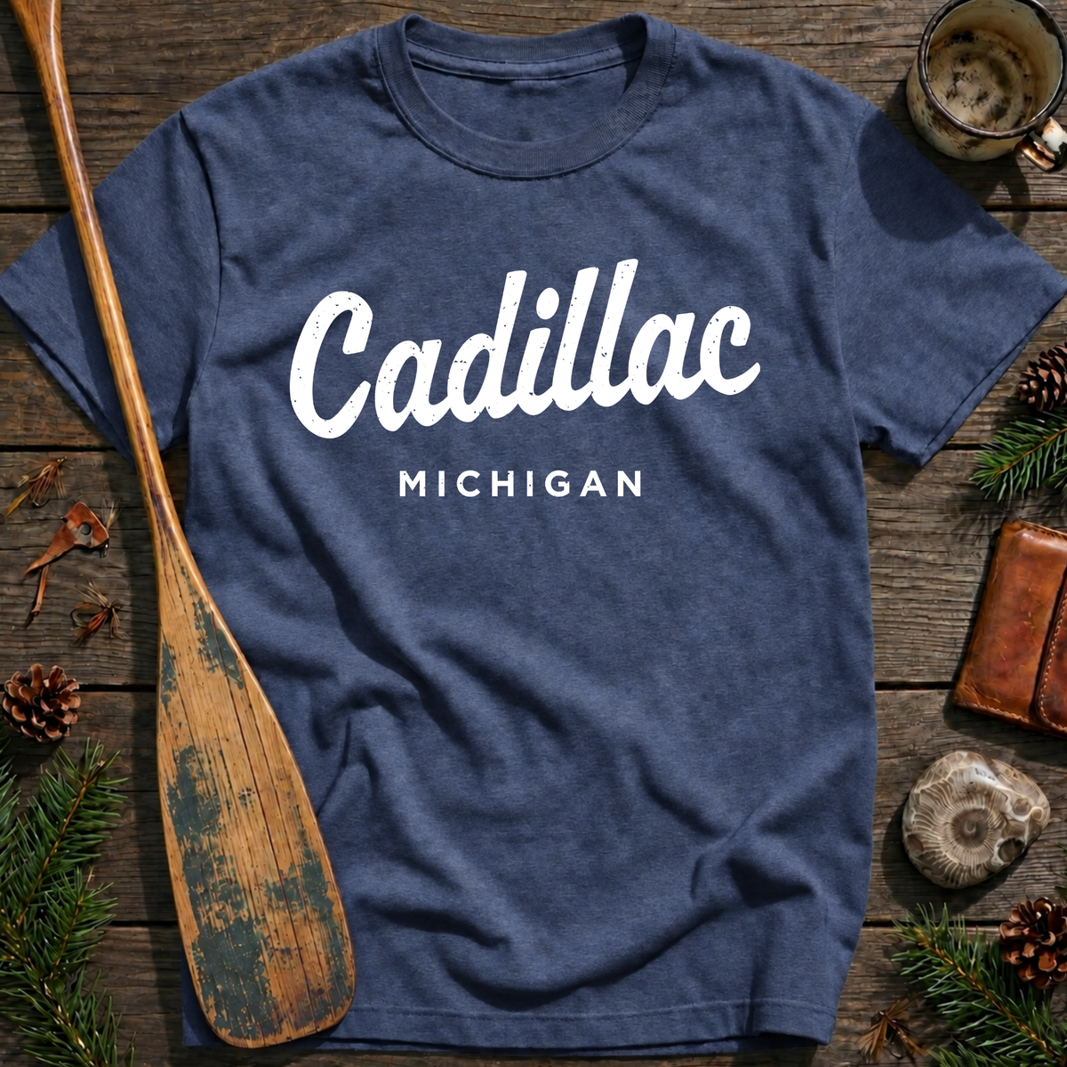 Cadillac Michigan Vintage Script T‑Shirt