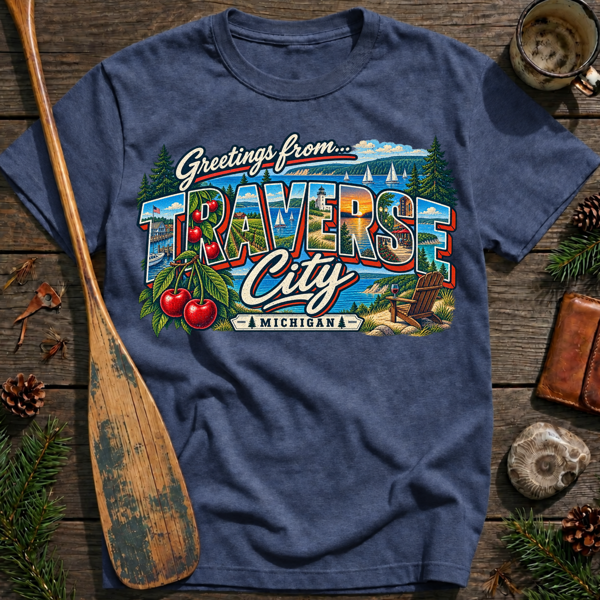 Greetings from Traverse City Michigan T‑Shirt