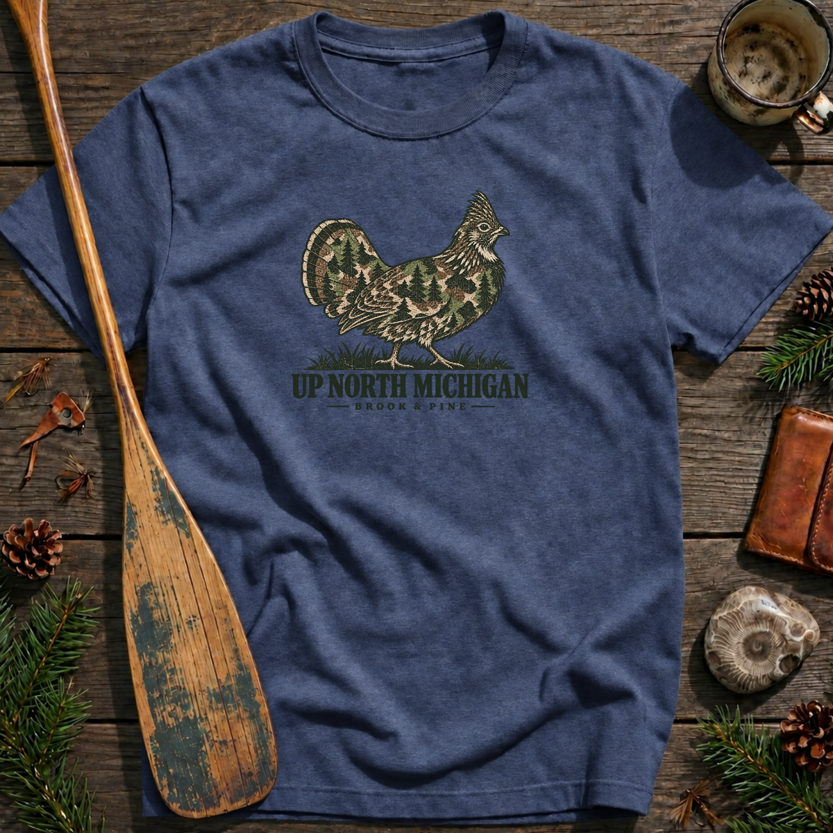 Up North Camo Ruffed Grouse T‑Shirt