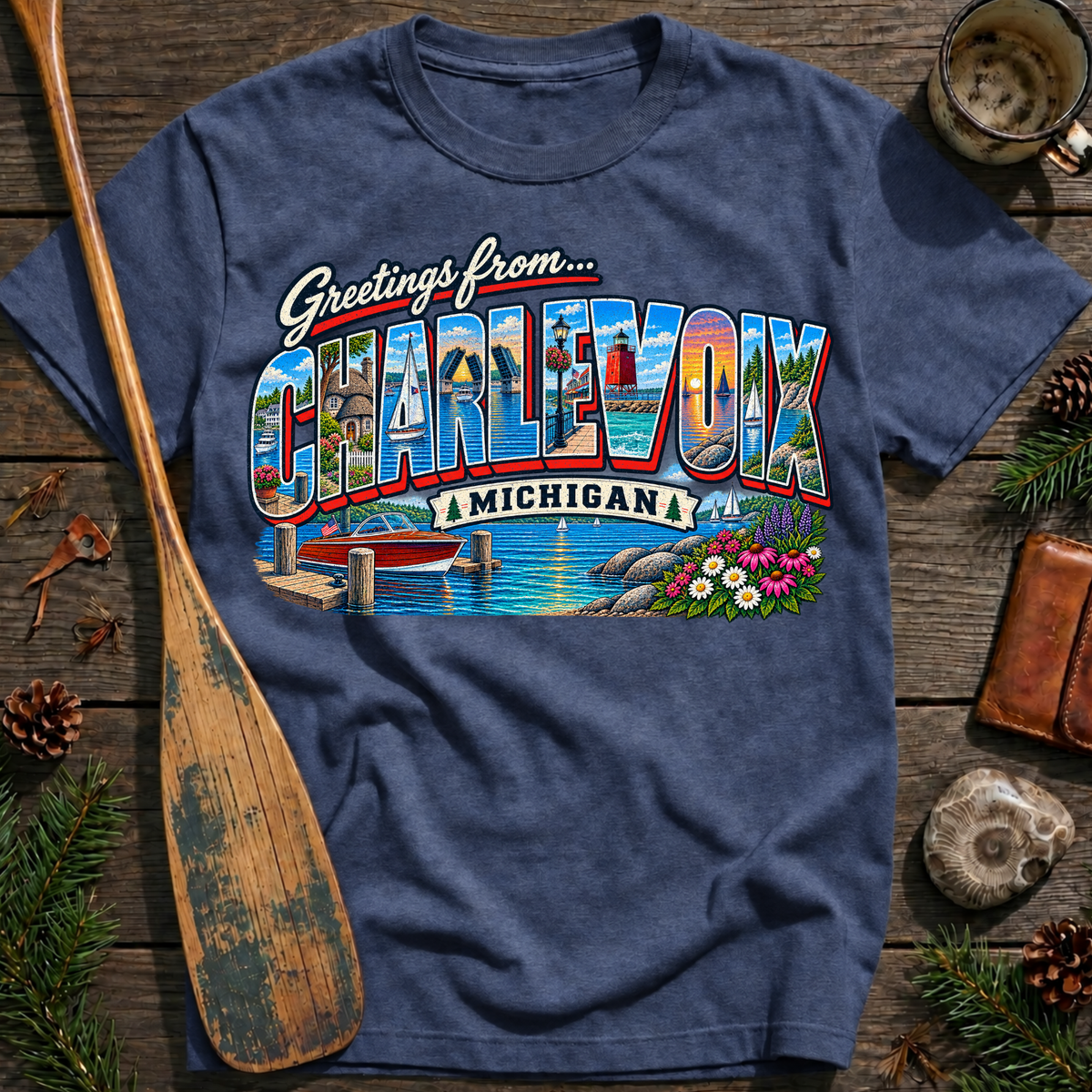 Greetings from Charlevoix Michigan T‑Shirt