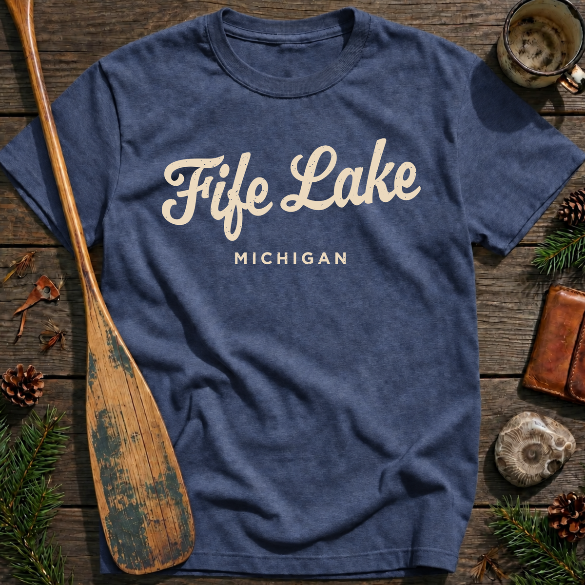Fife Lake Michigan Vintage Script T‑Shirt