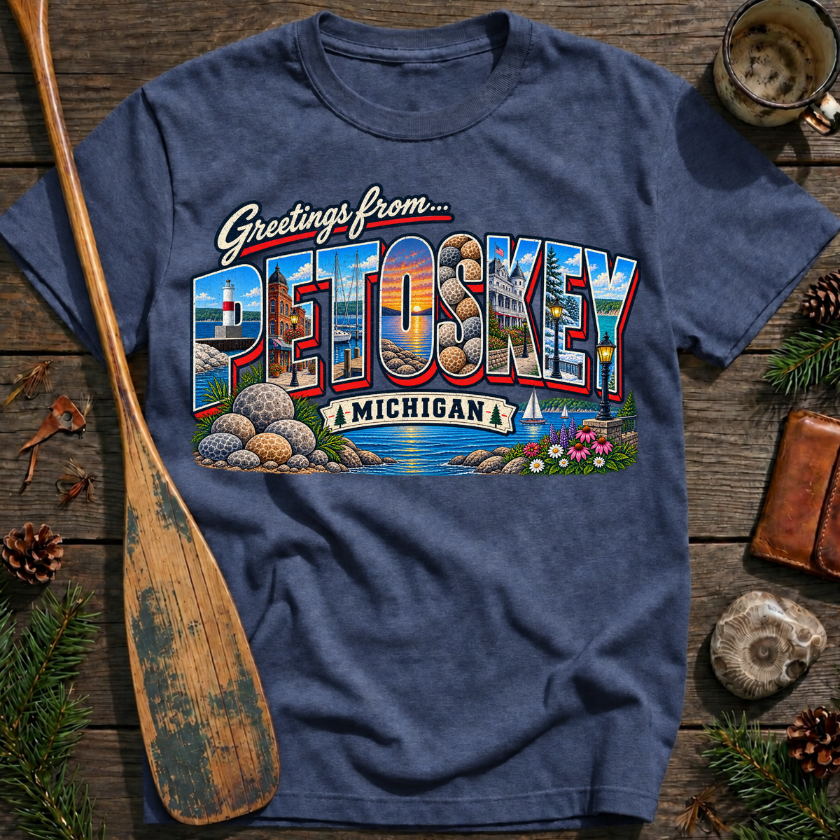 Greetings from Petoskey Michigan T‑Shirt