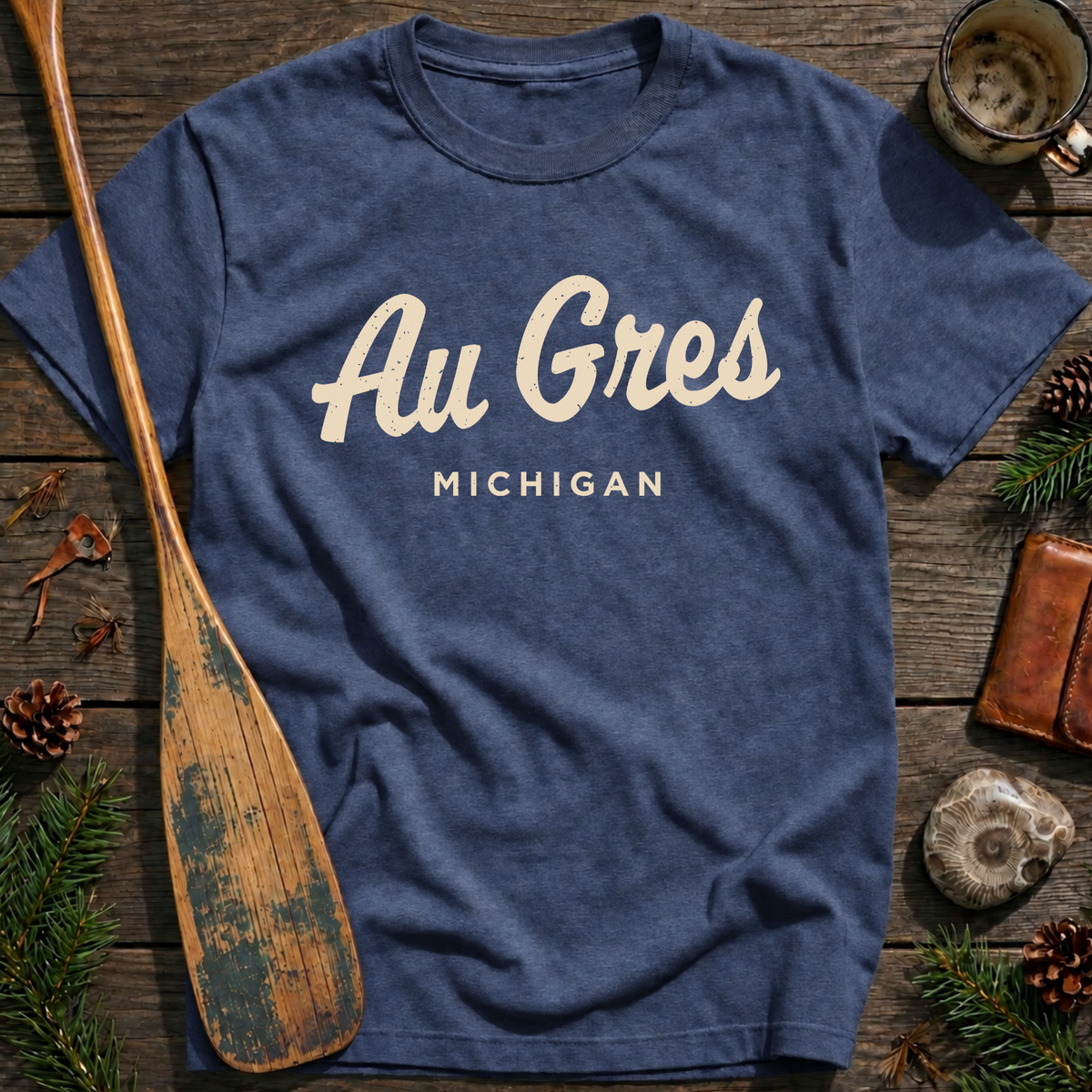Au Gres Michigan Vintage Script T‑Shirt