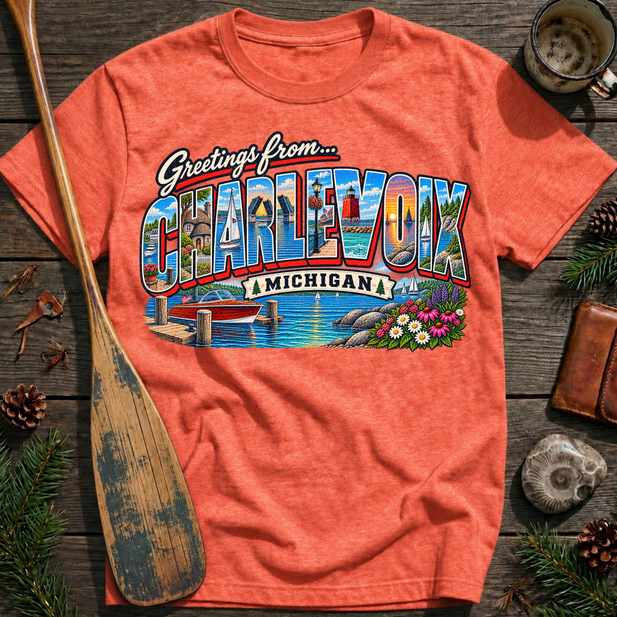 Greetings from Charlevoix Michigan T‑Shirt