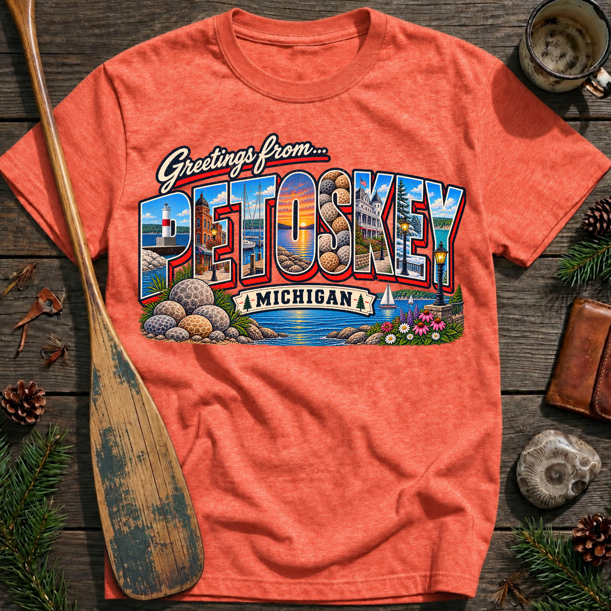 Greetings from Petoskey Michigan T‑Shirt