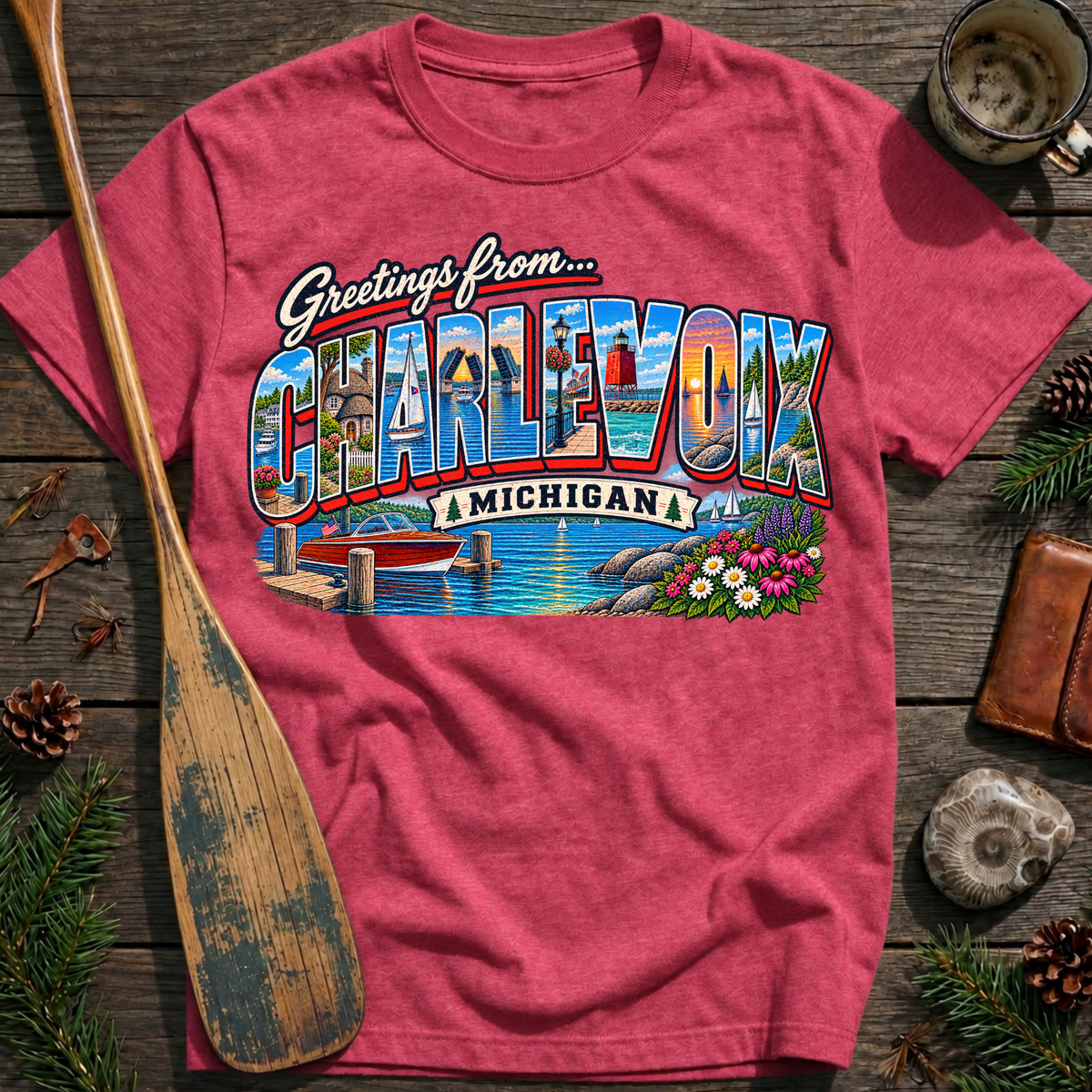 Greetings from Charlevoix Michigan T‑Shirt