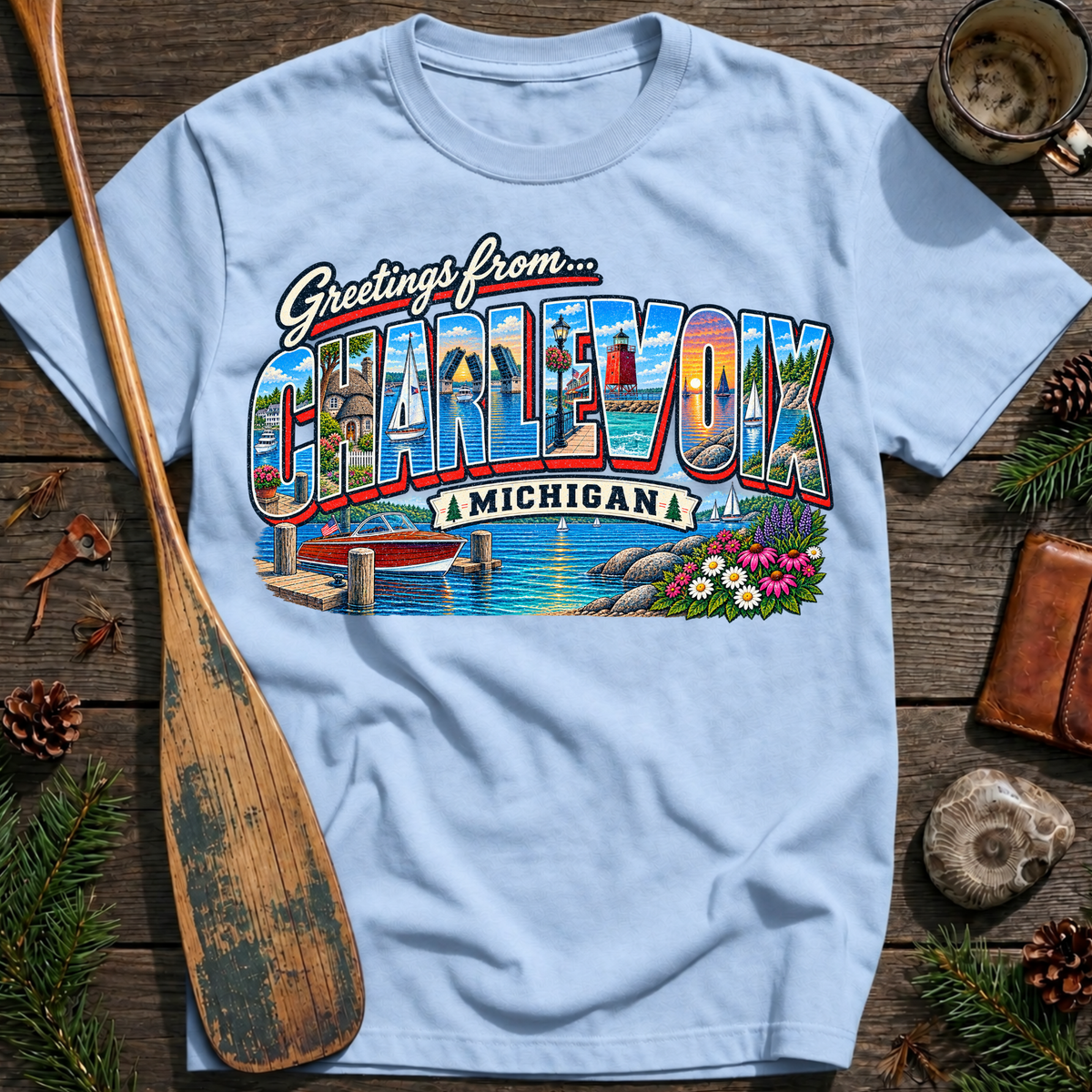 Greetings from Charlevoix Michigan T‑Shirt