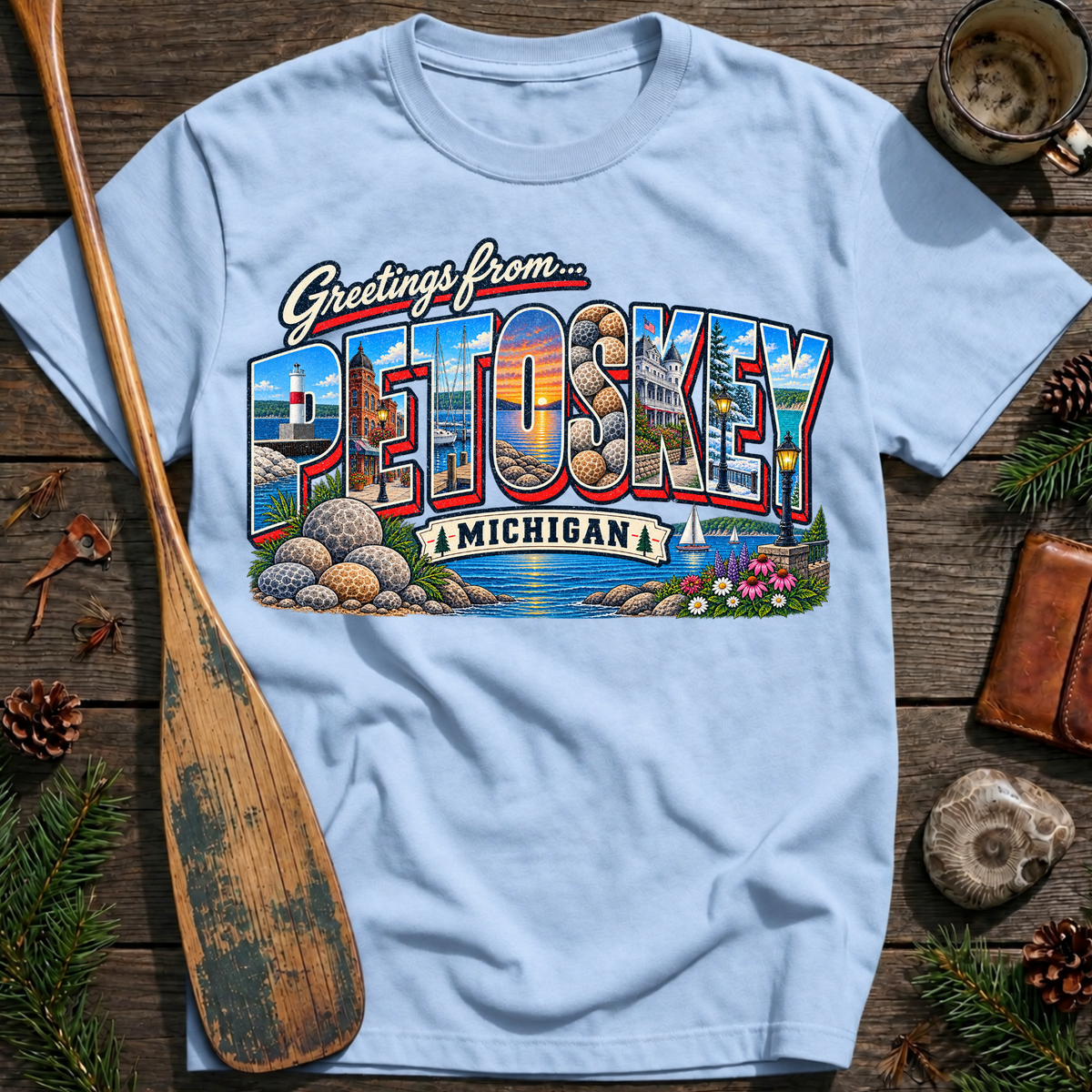 Greetings from Petoskey Michigan T‑Shirt