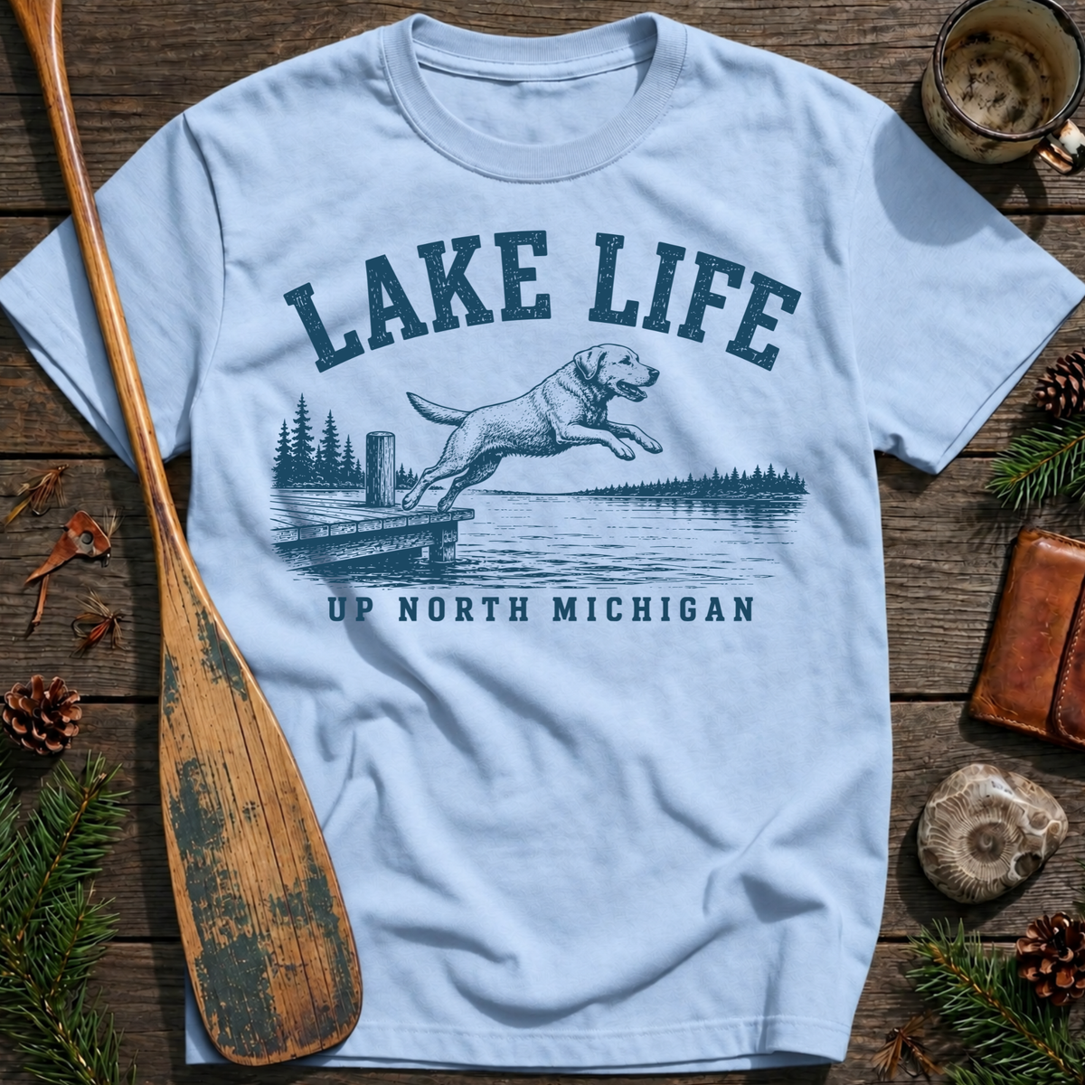 Lake Life Up North Dog T‑Shirt