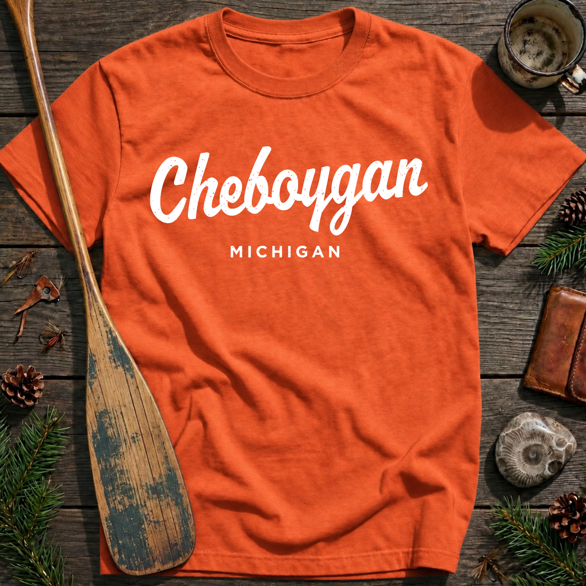 Cheboygan Michigan Vintage Script T‑Shirt