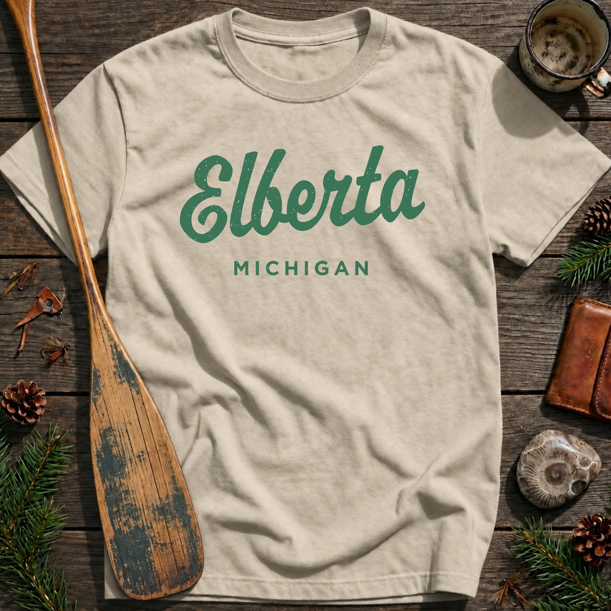 Elberta Michigan Vintage Script T‑Shirt