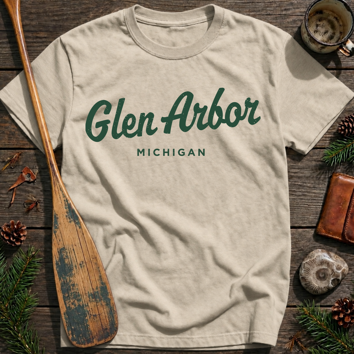 Glen Arbor Michigan Vintage Script T‑Shirt
