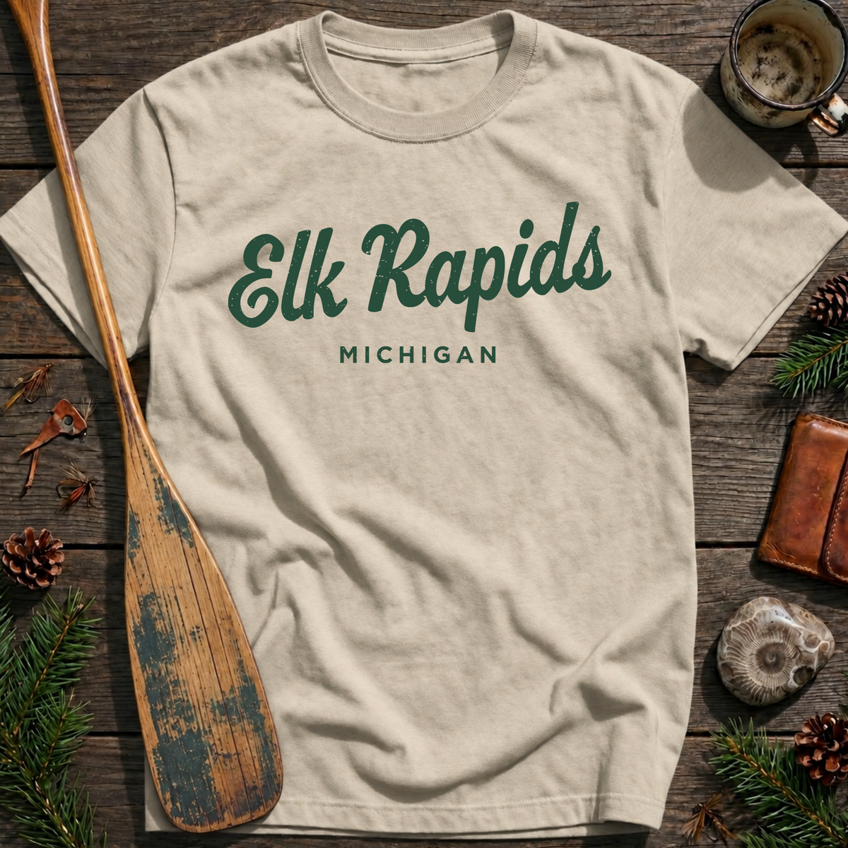 Elk Rapids Michigan Vintage Script T‑Shirt