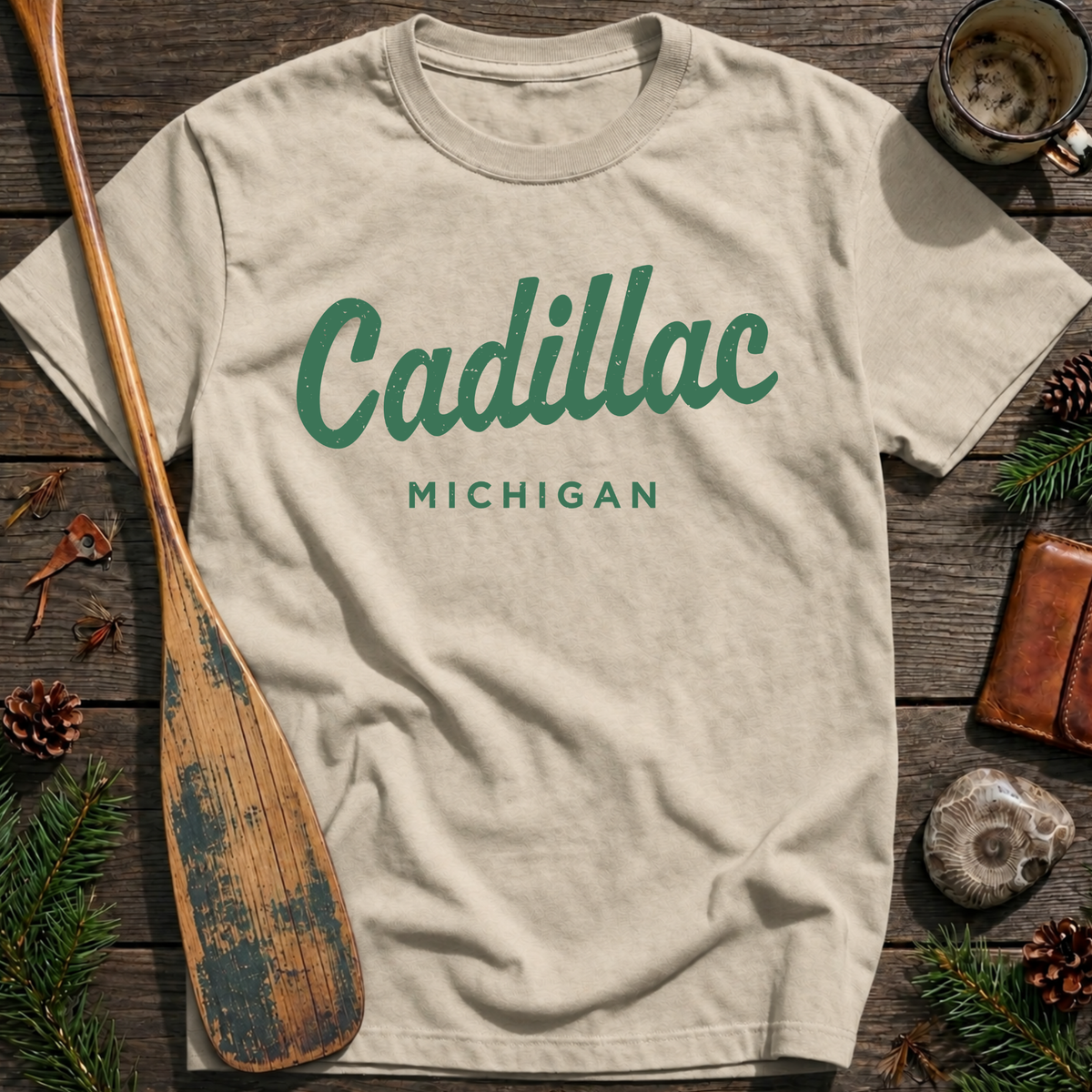 Cadillac Michigan Vintage Script T‑Shirt