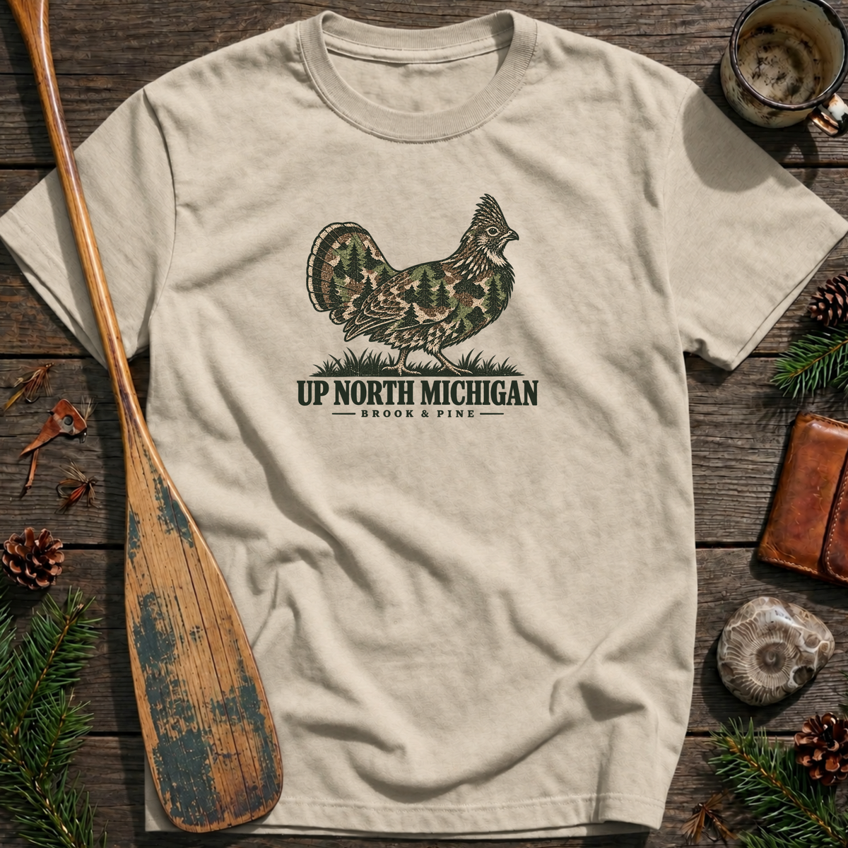 Up North Camo Ruffed Grouse T‑Shirt