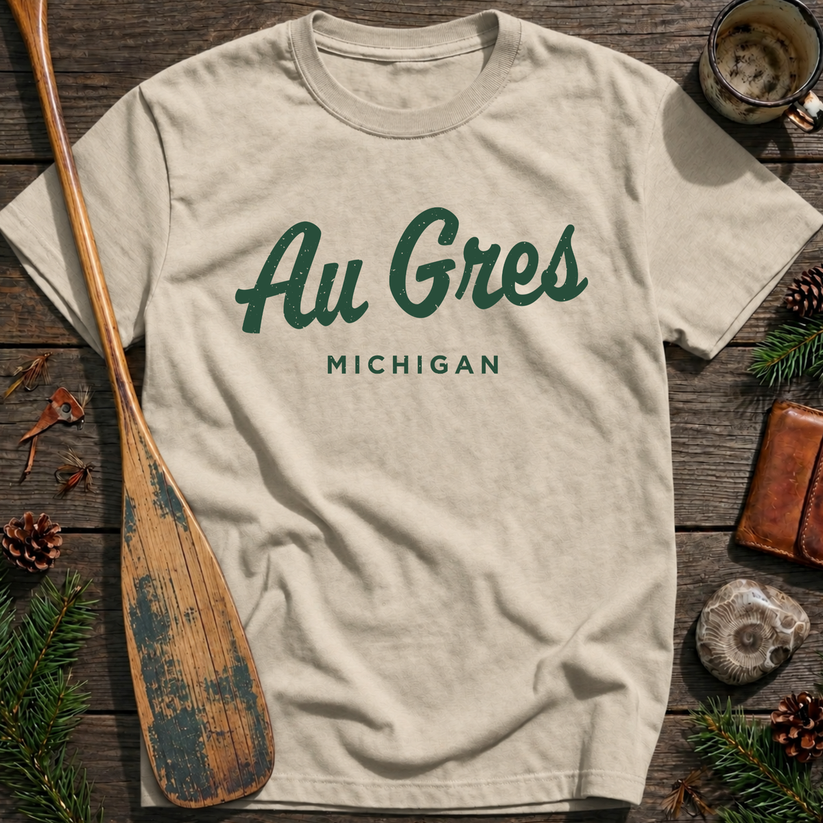 Au Gres Michigan Vintage Script T‑Shirt