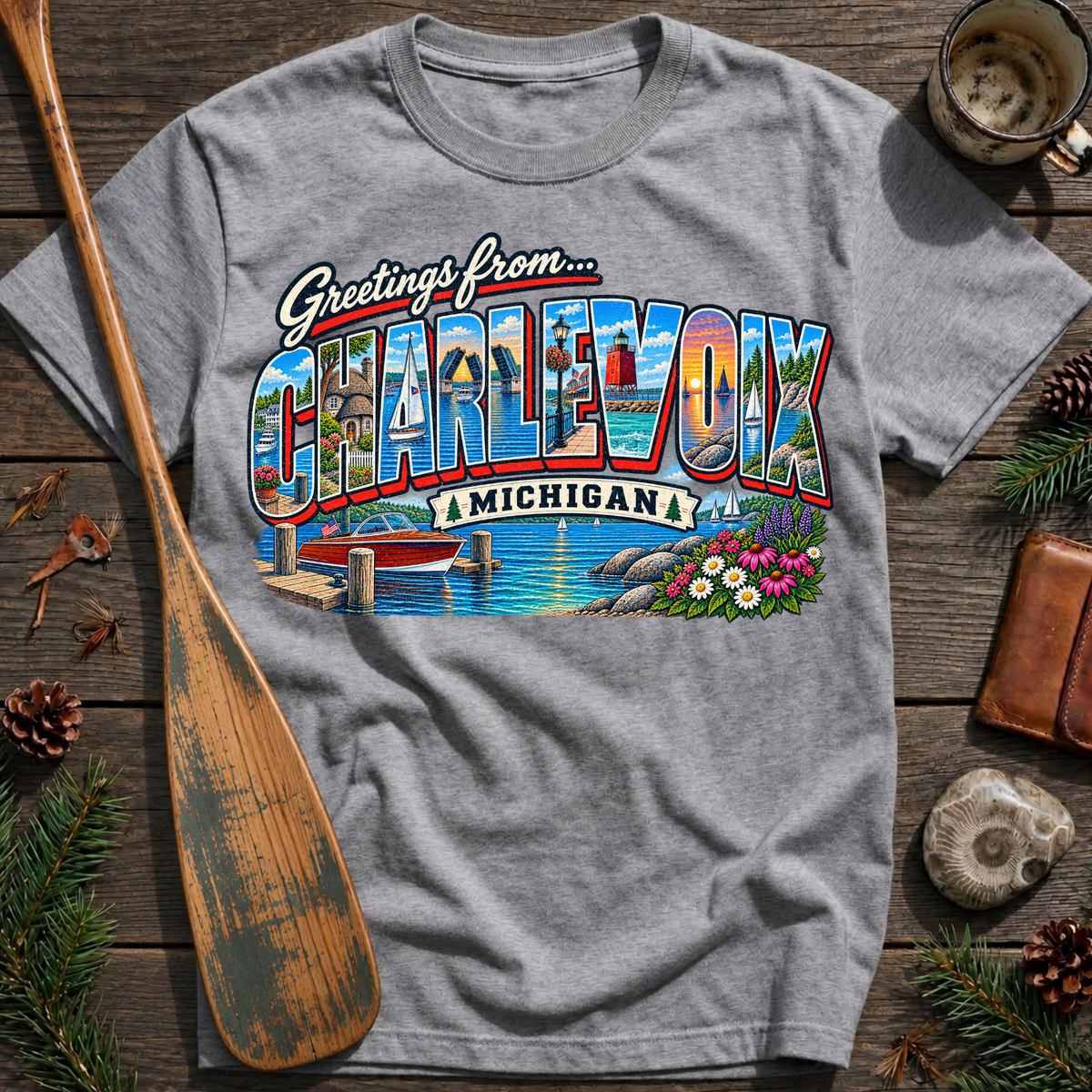 Greetings from Charlevoix Michigan T‑Shirt