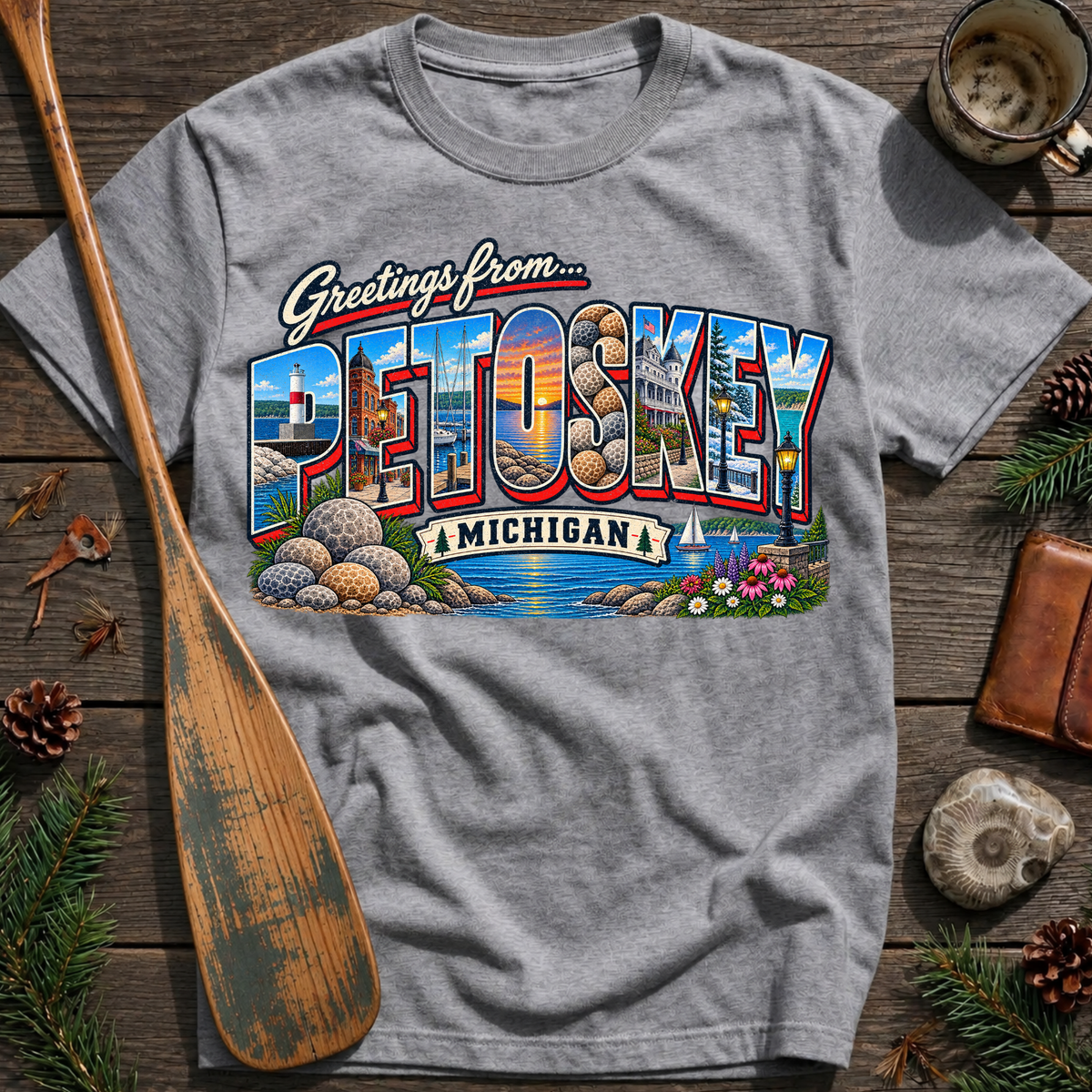 Greetings from Petoskey Michigan T‑Shirt