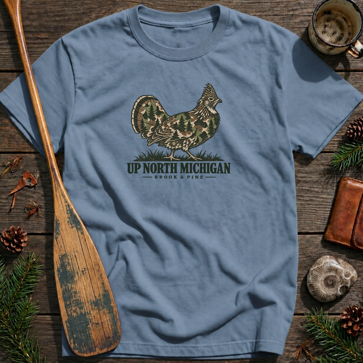 Up North Camo Ruffed Grouse T‑Shirt